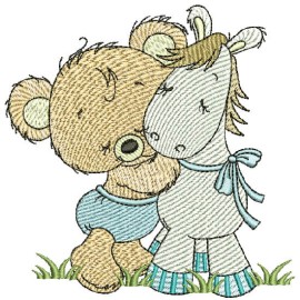 Matriz de bordado Ursinho com Cavalo