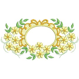 Matriz de bordado Moldura com Flores 009