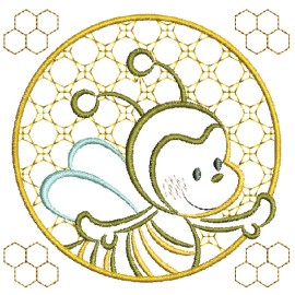 Matriz de bordado Abelha Moldura Crculo