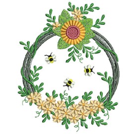 Matriz de bordado Girassol Moldura