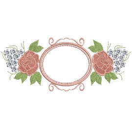 Matriz de bordado Moldura com Flores 012