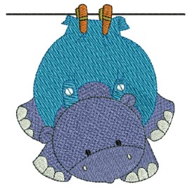 Matriz de bordado Hipoptamo no varal