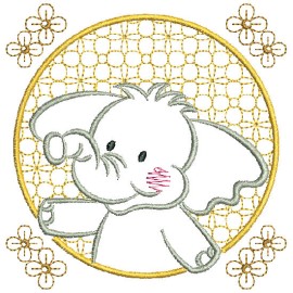 Matriz de bordado Elefante Moldura C�rculo