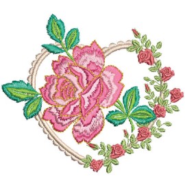 Matriz de bordado Cora��o com Flor