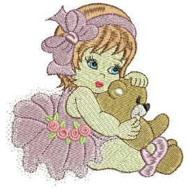 Matriz de bordado Menina e o Ursinho