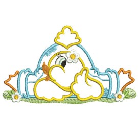 Matriz de bordado Patinho deitado no jardim Aplique