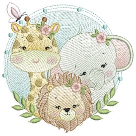 Matriz de bordado Trio Amigos Safari