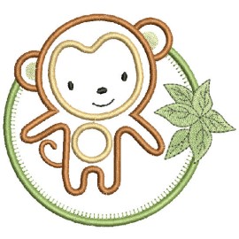 Matriz de bordado Macaco Moldura Crculo