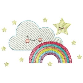 Matriz de bordado Cu Feliz Arco-iris