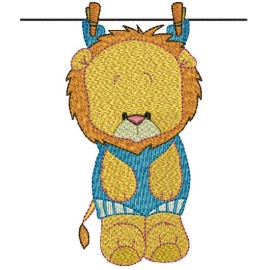 Matriz de bordado Leo no varal