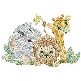 Matriz de bordado Amigos Safari Animais