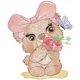 Matriz de bordado Ursinha com Flor