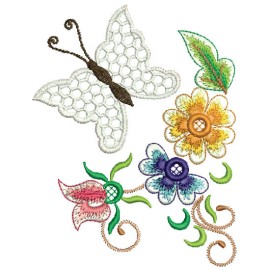 Matriz de bordado Borboleta com Floral