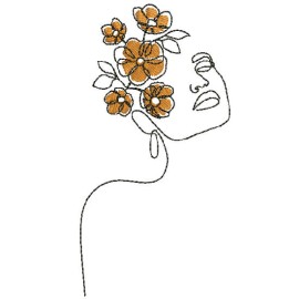 Matriz de bordado Mulher com flores 02