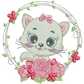 Matriz de bordado Gatinha Raminho