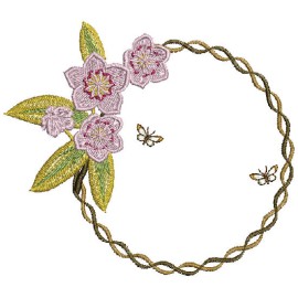 Matriz de bordado Moldura com Flores 003