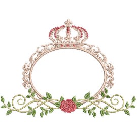 Matriz de bordado Moldura Coroa com Flores