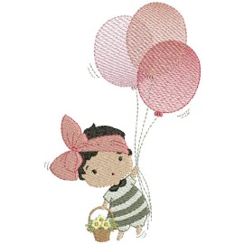 Matriz de bordado Menina Beb com Balo