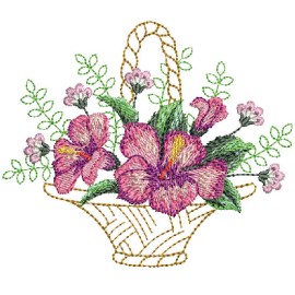 Matriz de bordado Cesto Flores 004