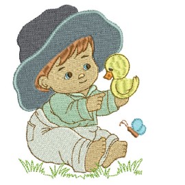 Matriz de bordado Menino com patinho